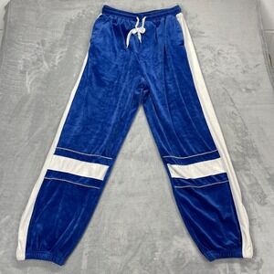 PJ Mark Pants Mens XL (30x32) Blue Velour Sweat Elastic Waist Tapered Leg Y2k